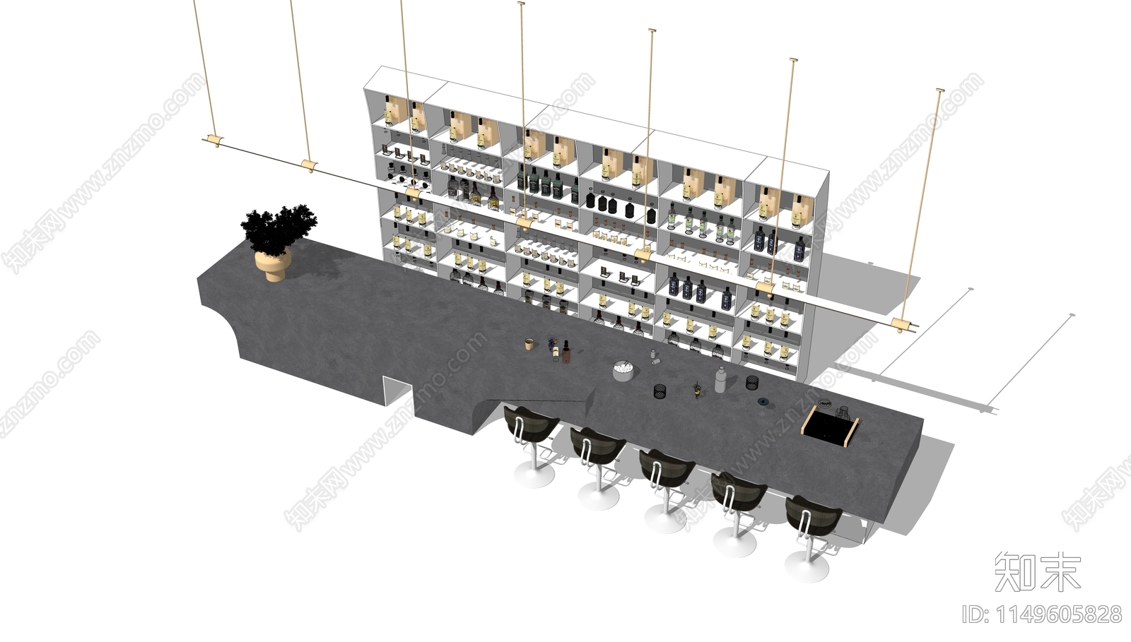 现代酒吧台SU模型下载【ID:1149605828】