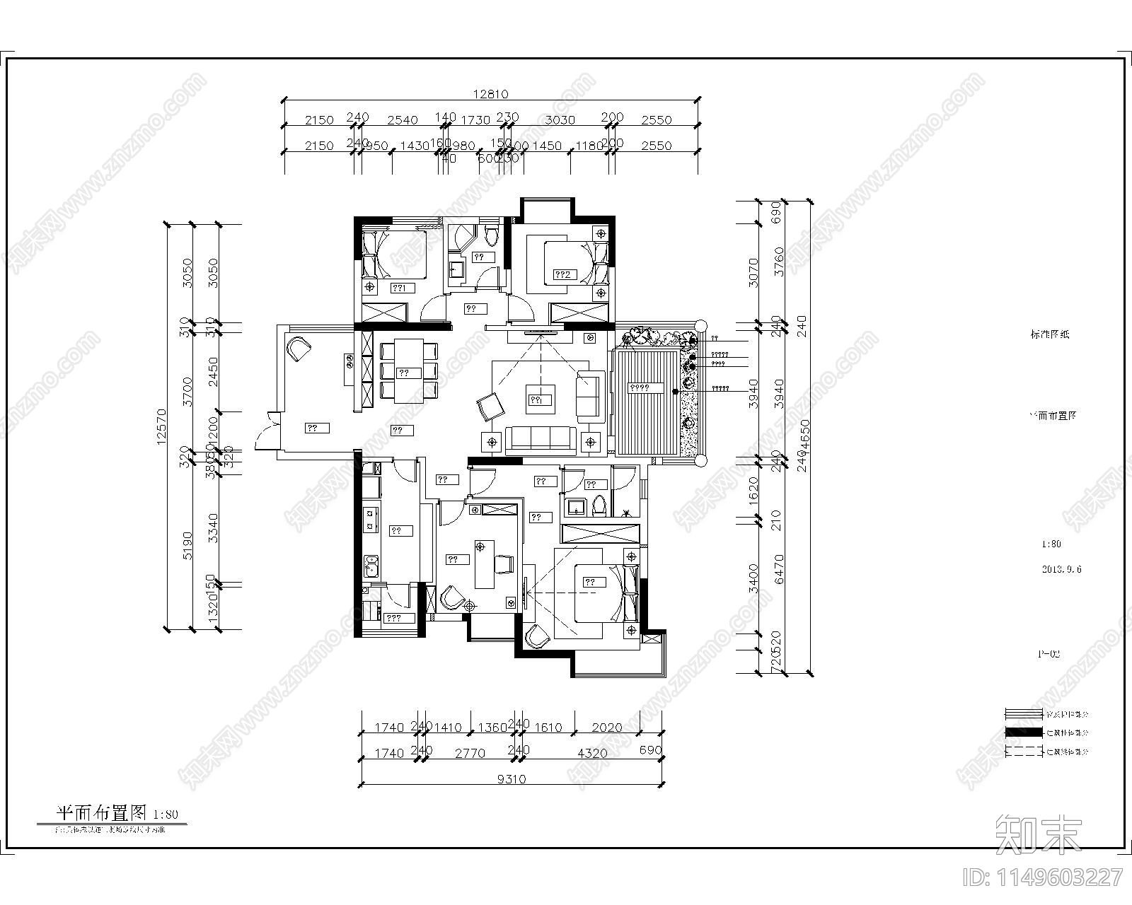 现代新古典室内cad施工图下载【ID:1149603227】