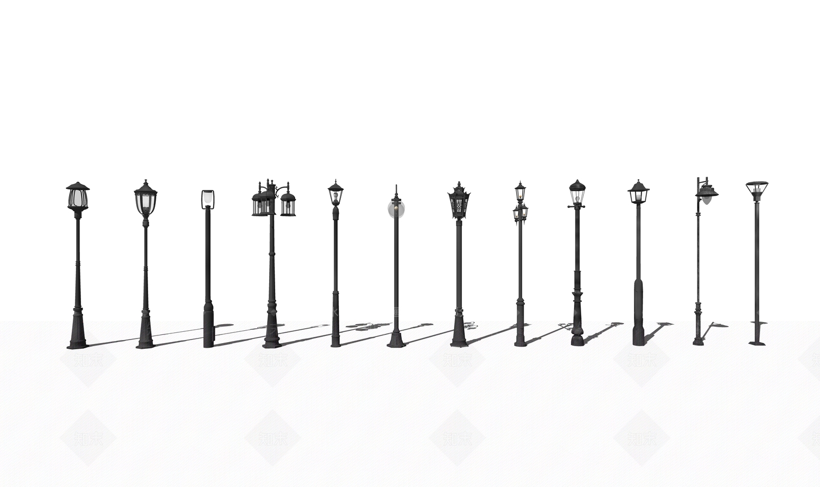 欧式铁艺路灯SU模型下载【ID:1149603795】