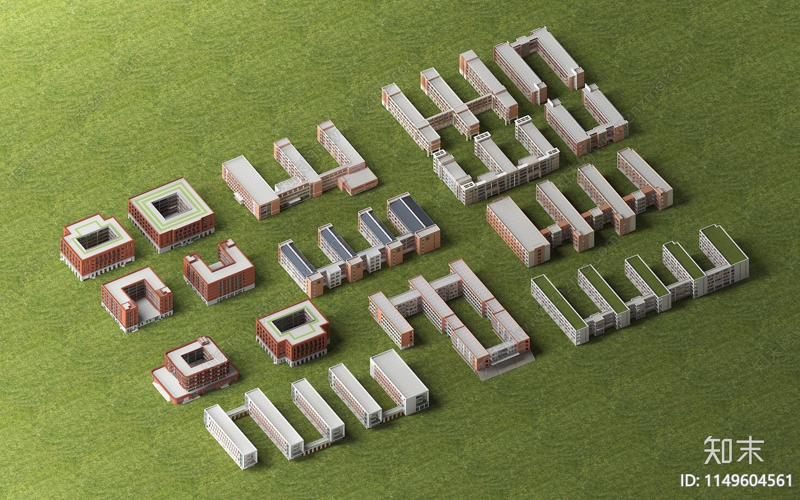 现代学校建筑组合3D模型下载【ID:1149604561】