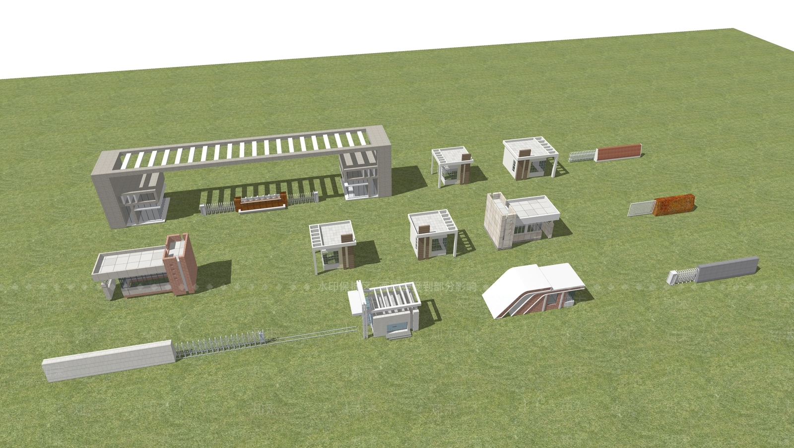 现代学校入口大门3D模型下载【ID:1149604548】
