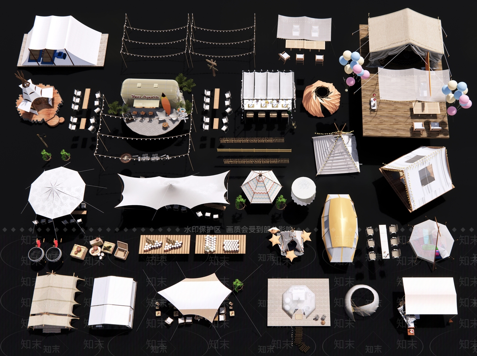 现代露营帐篷3D模型下载【ID:1149606891】