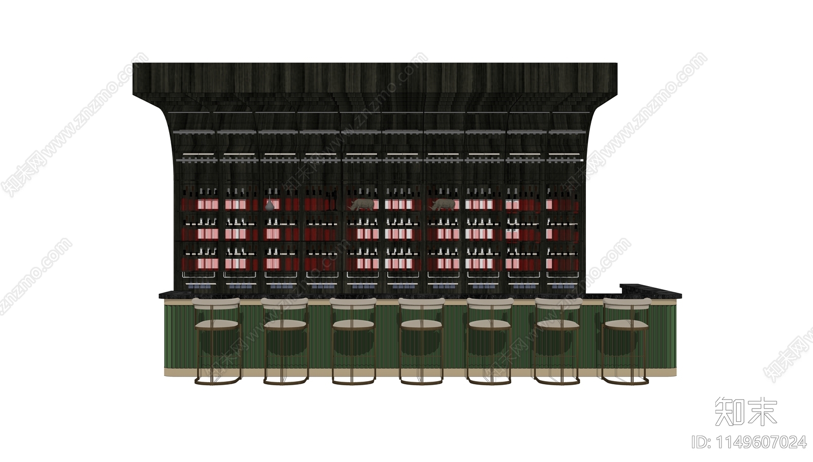 现代酒吧台SU模型下载【ID:1149607024】