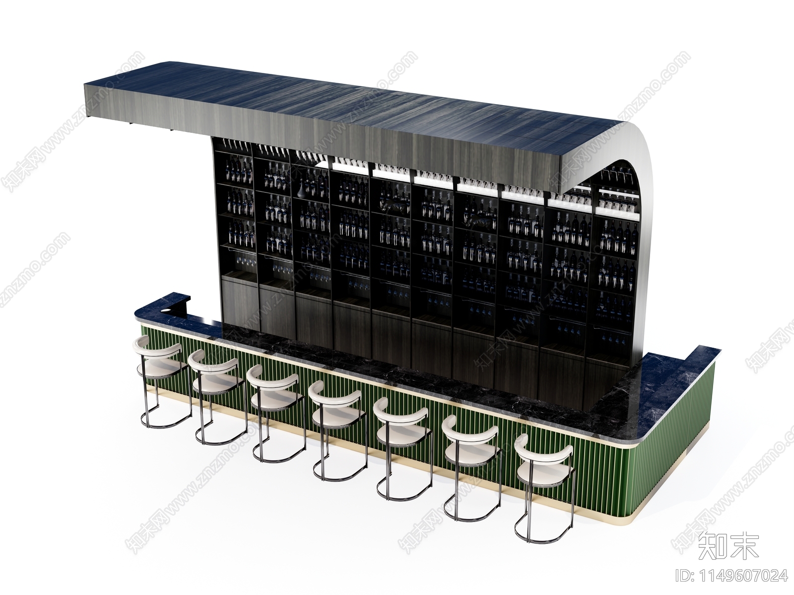 现代酒吧台SU模型下载【ID:1149607024】