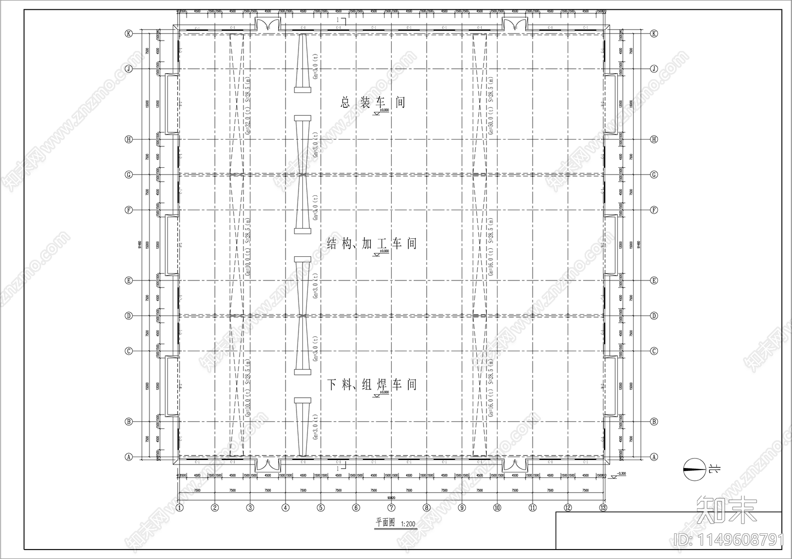 山东某车间建筑cad施工图下载【ID:1149608791】