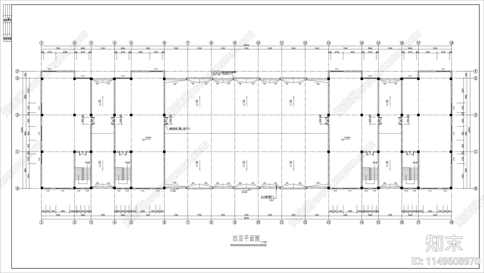 四层厂房建筑cad施工图下载【ID:1149608970】