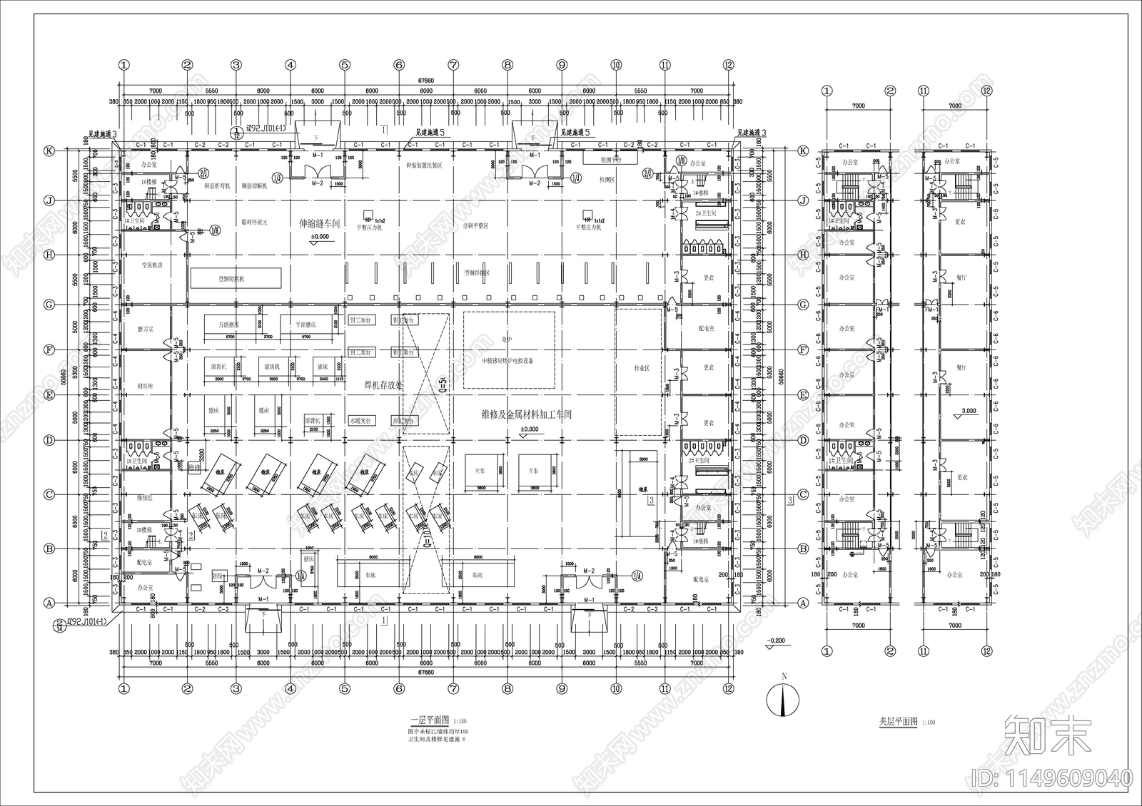 维修车间建筑cad施工图下载【ID:1149609040】