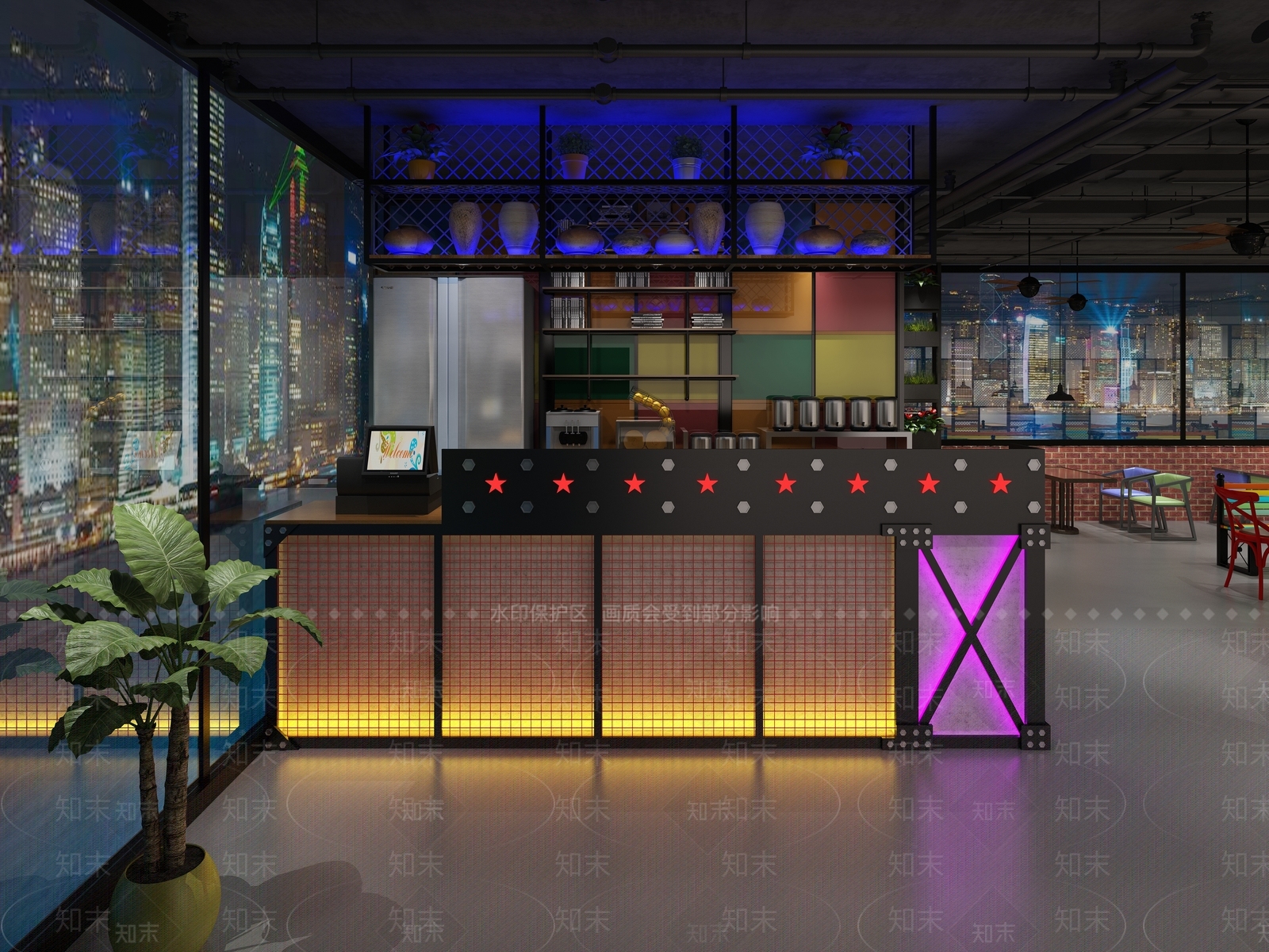 工业风奶茶店3D模型下载【ID:1149609222】