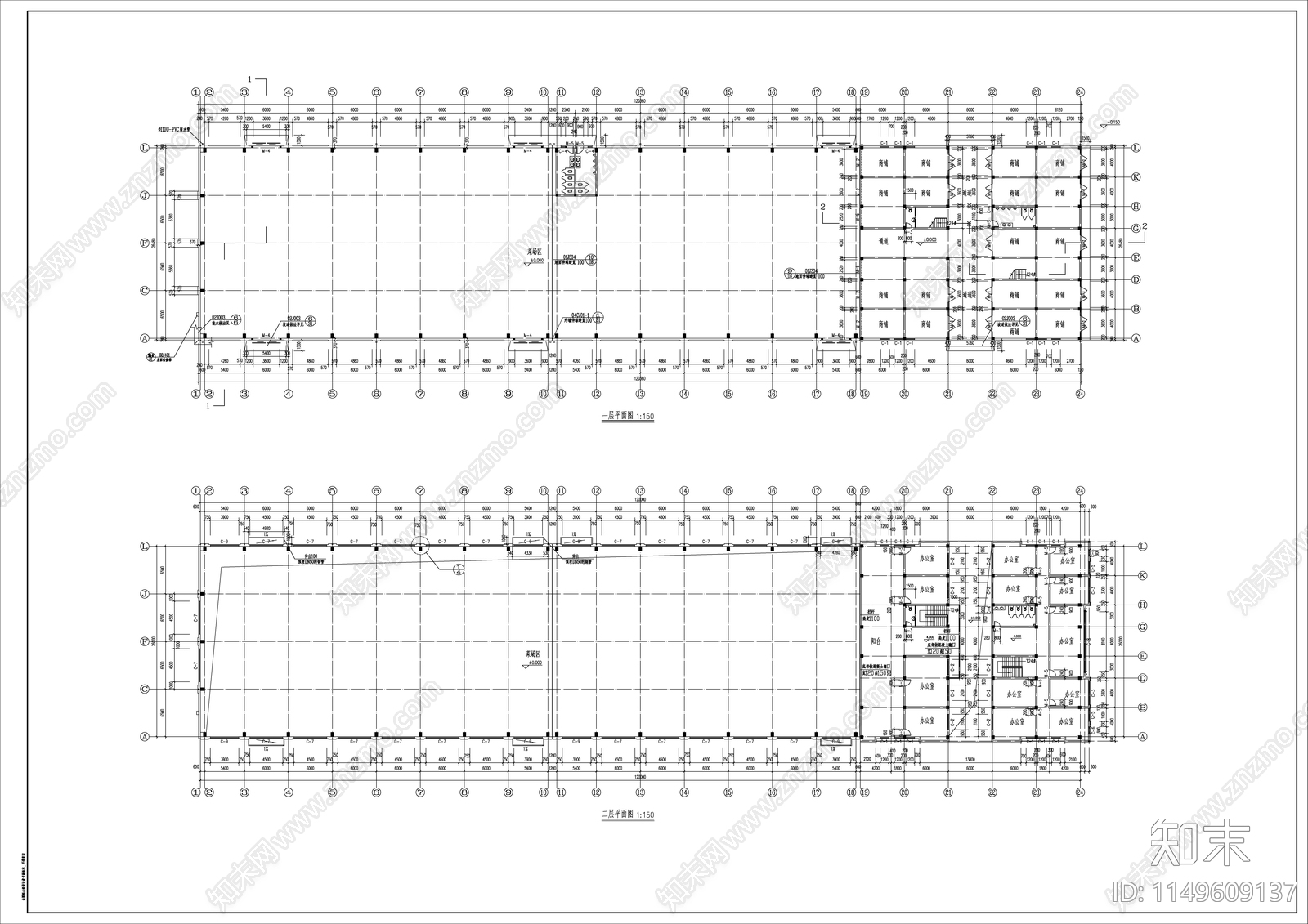 新菜市场建筑cad施工图下载【ID:1149609137】