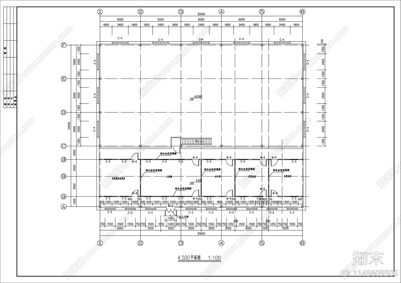 制氧厂房建筑cad施工图下载【ID:1149609506】