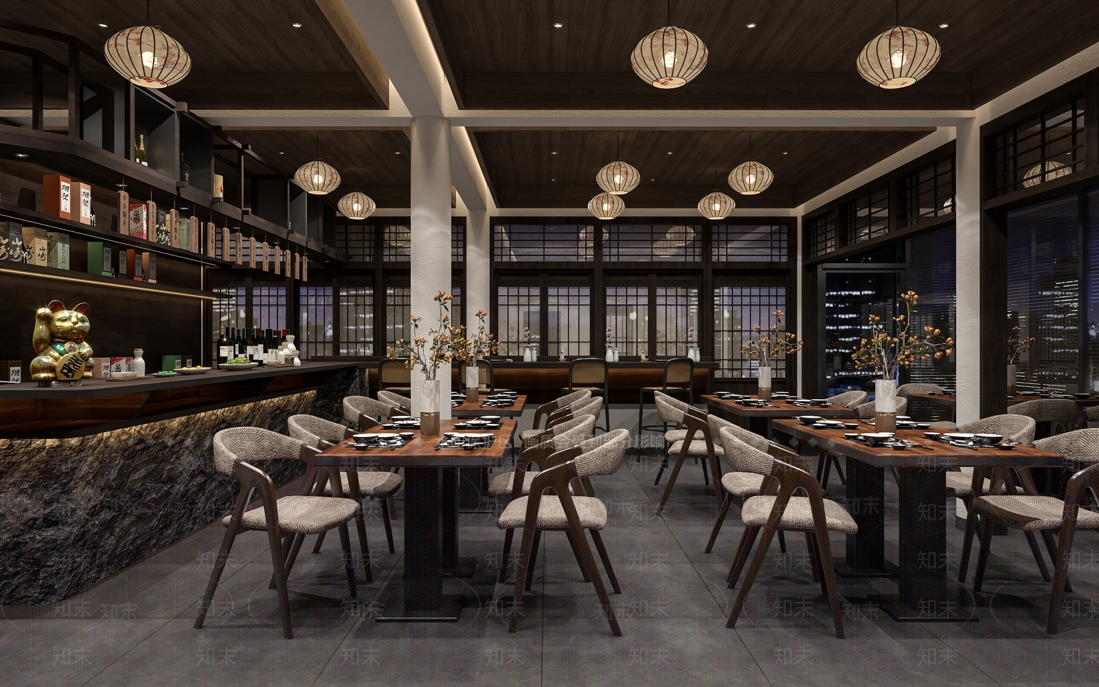 日式料理餐厅3D模型下载【ID:1149610804】