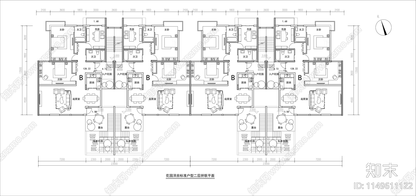 多层洋房户型建筑平面图施工图下载【ID:1149611122】