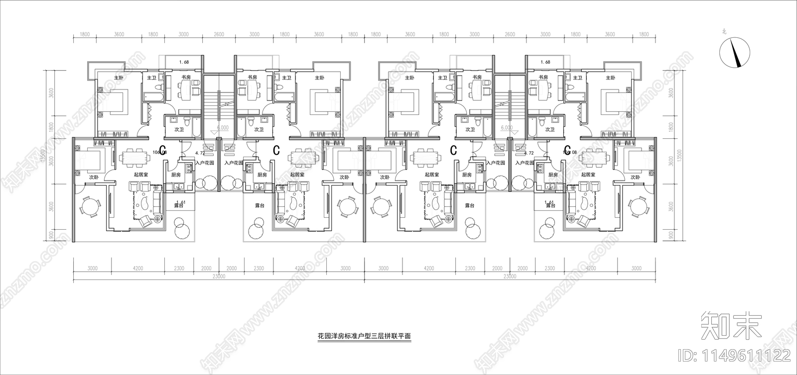 多层洋房户型建筑平面图施工图下载【ID:1149611122】