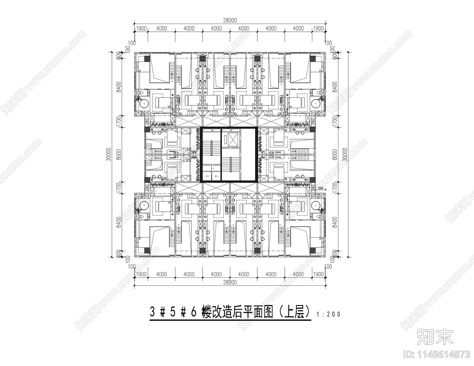 现代公寓LOFT室内cad施工图下载【ID:1149614873】