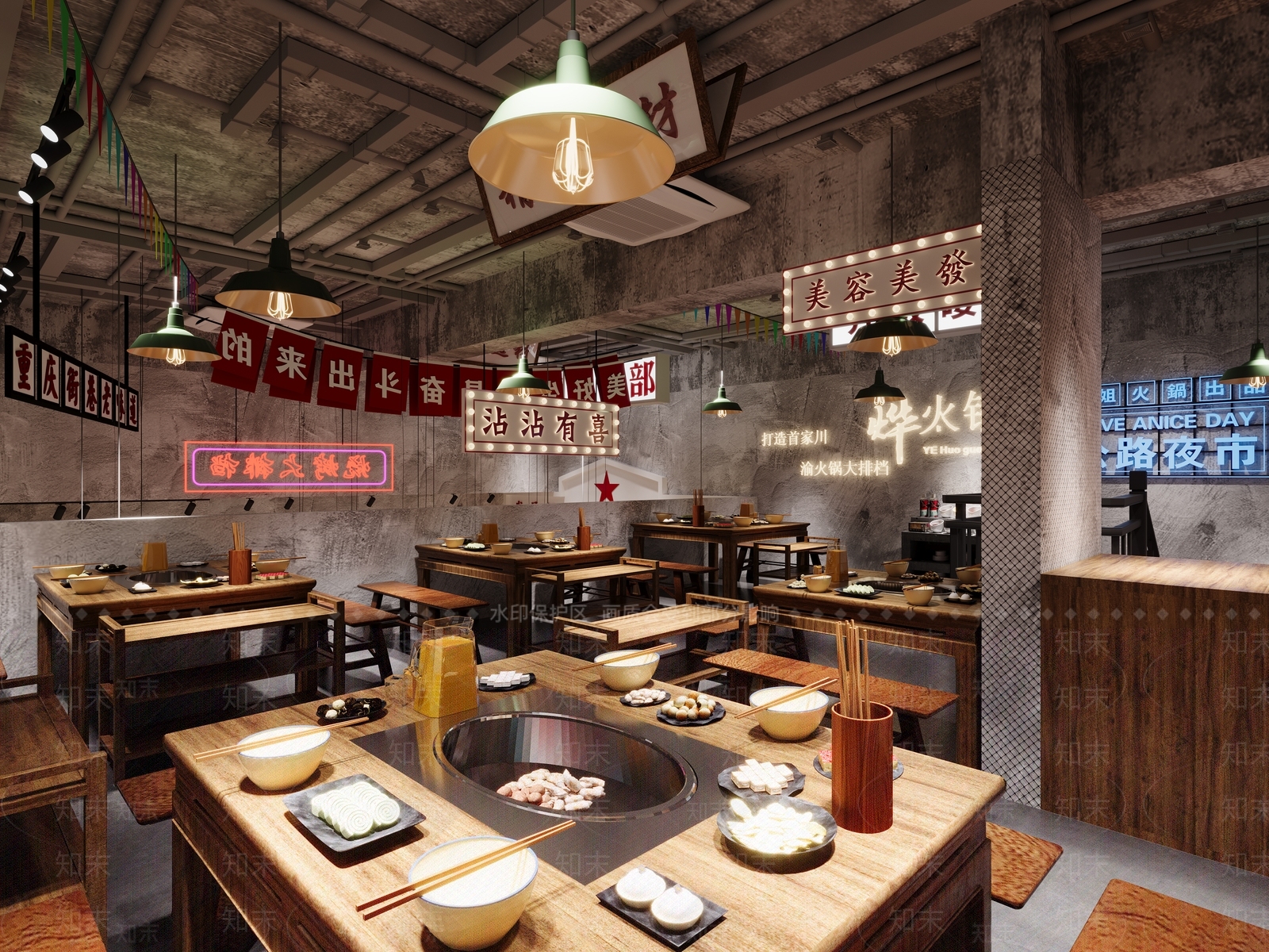 怀旧风工业风餐厅3D模型下载【ID:1149617302】