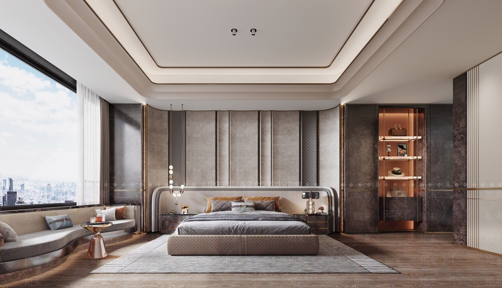 现代轻奢古典别墅卧室3D模型下载【ID:1149622942】