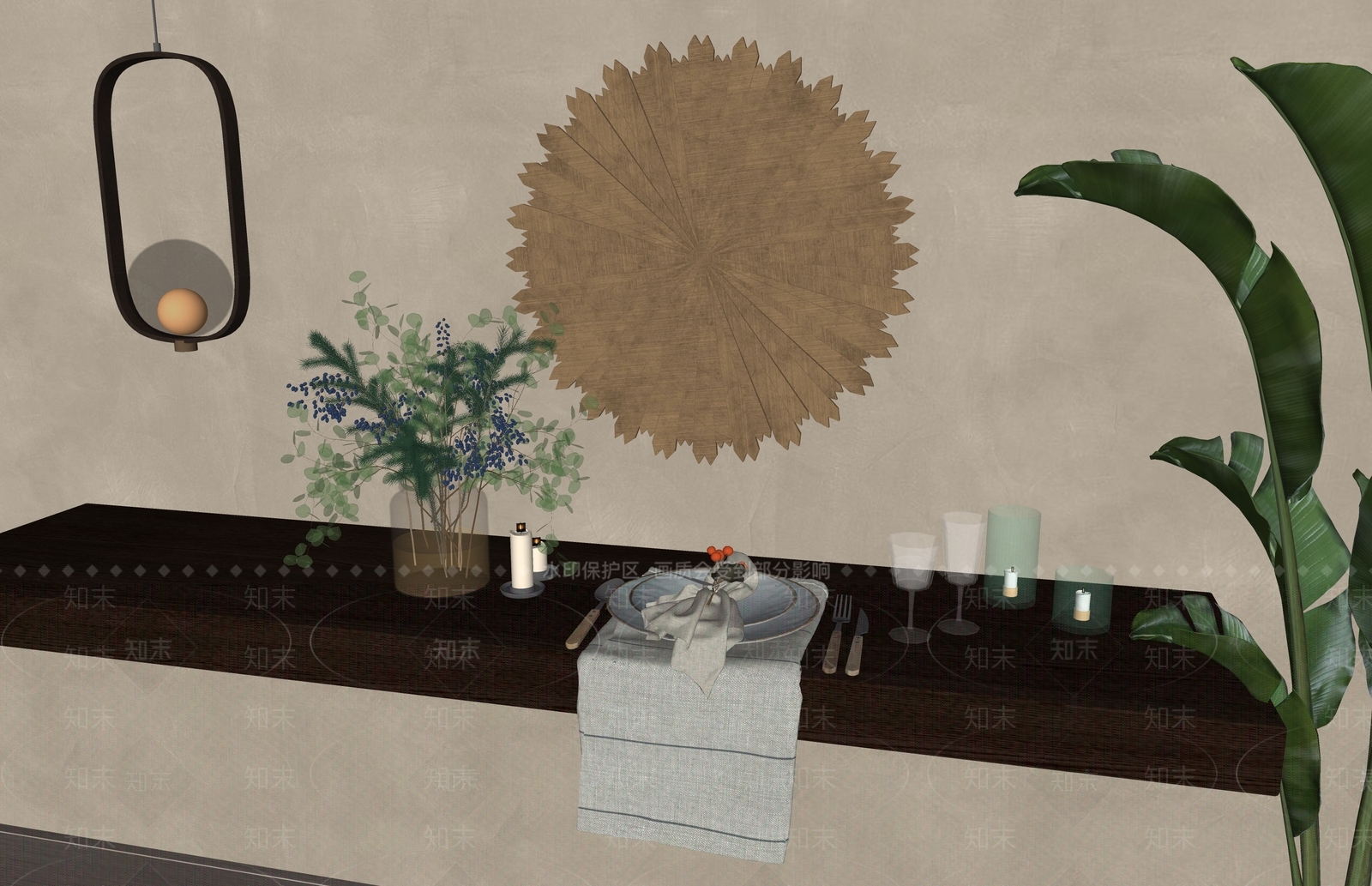 现代餐具SU模型下载【ID:1149626040】