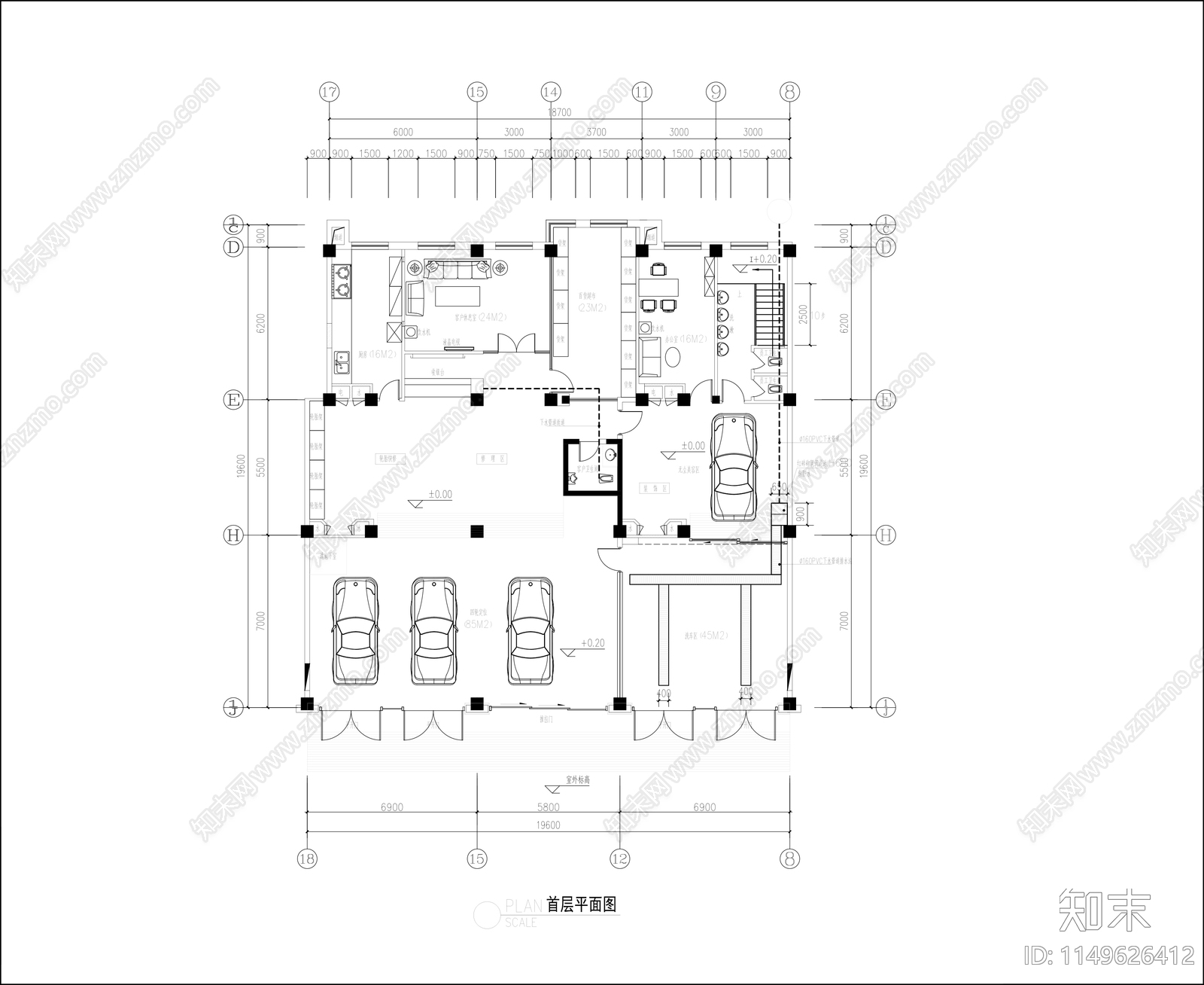 汽车美容店室内cad施工图下载【ID:1149626412】