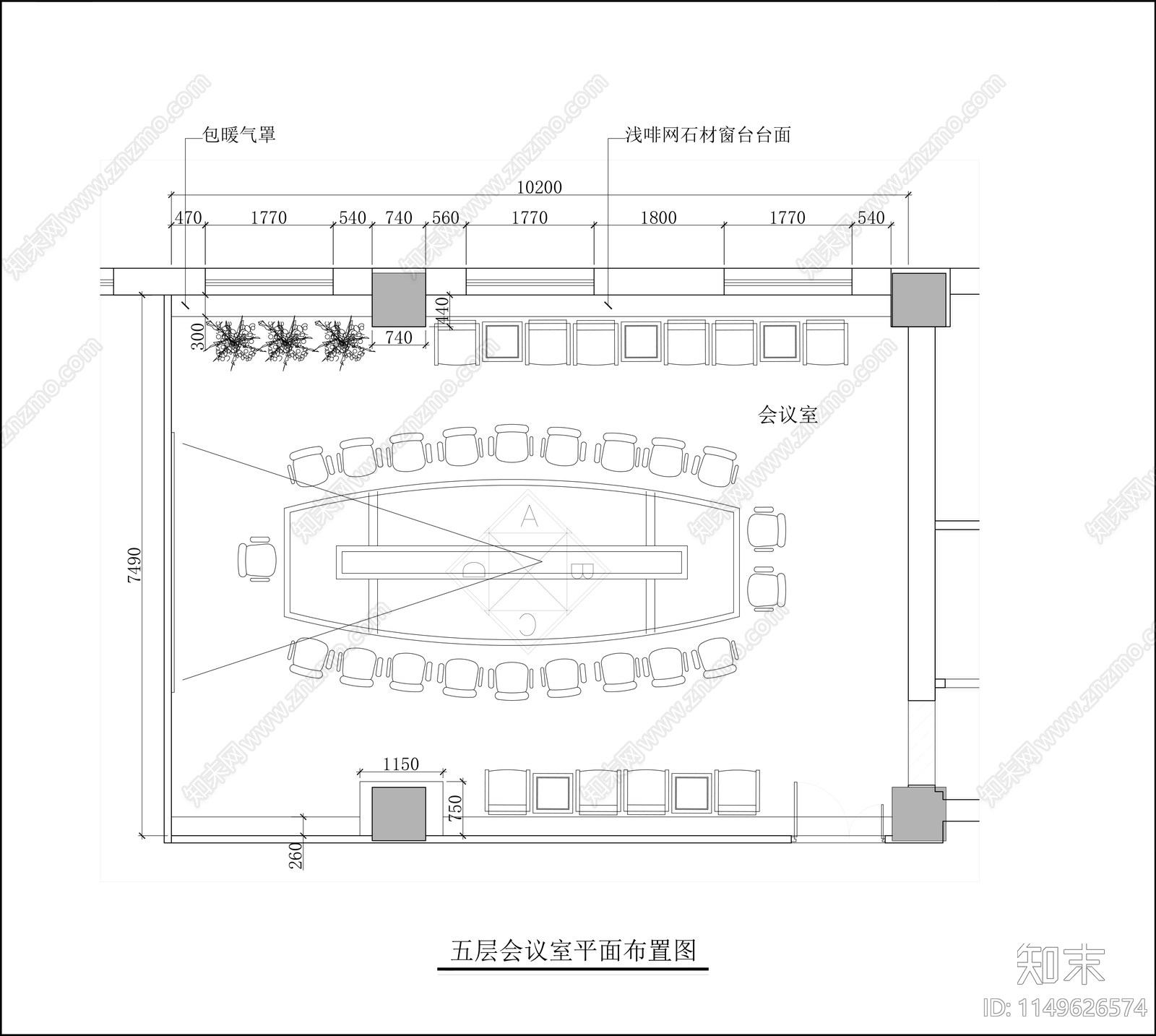会议室室内cad施工图下载【ID:1149626574】
