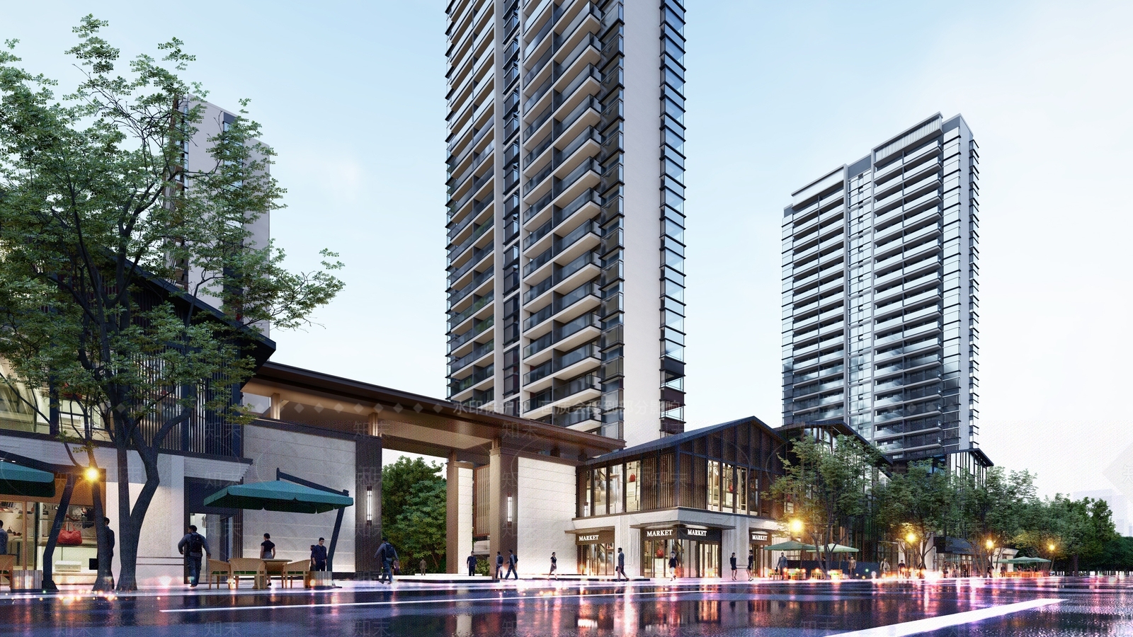 现代商业街建筑SU模型下载【ID:1149627454】