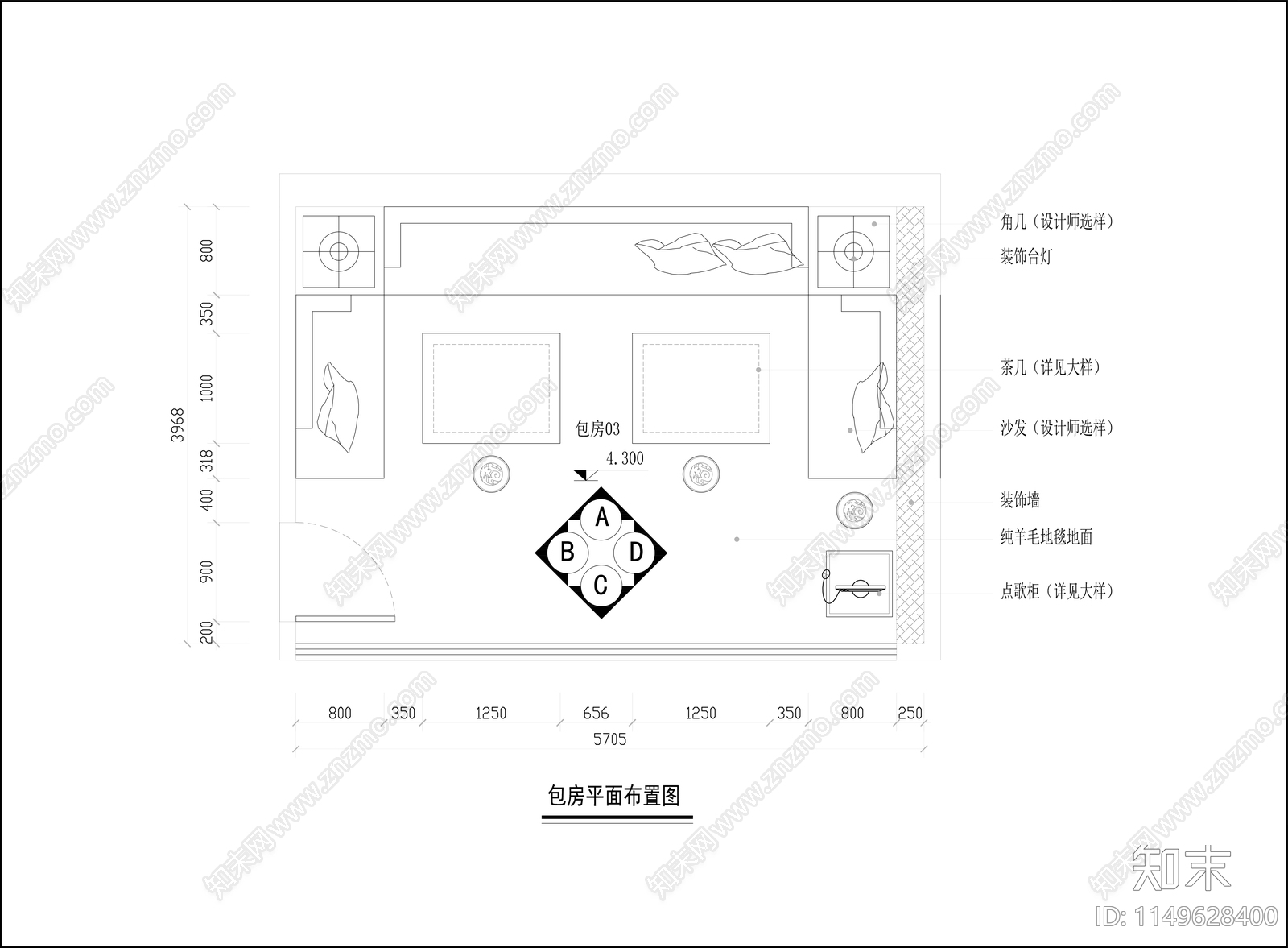 酒吧包房室内cad施工图下载【ID:1149628400】