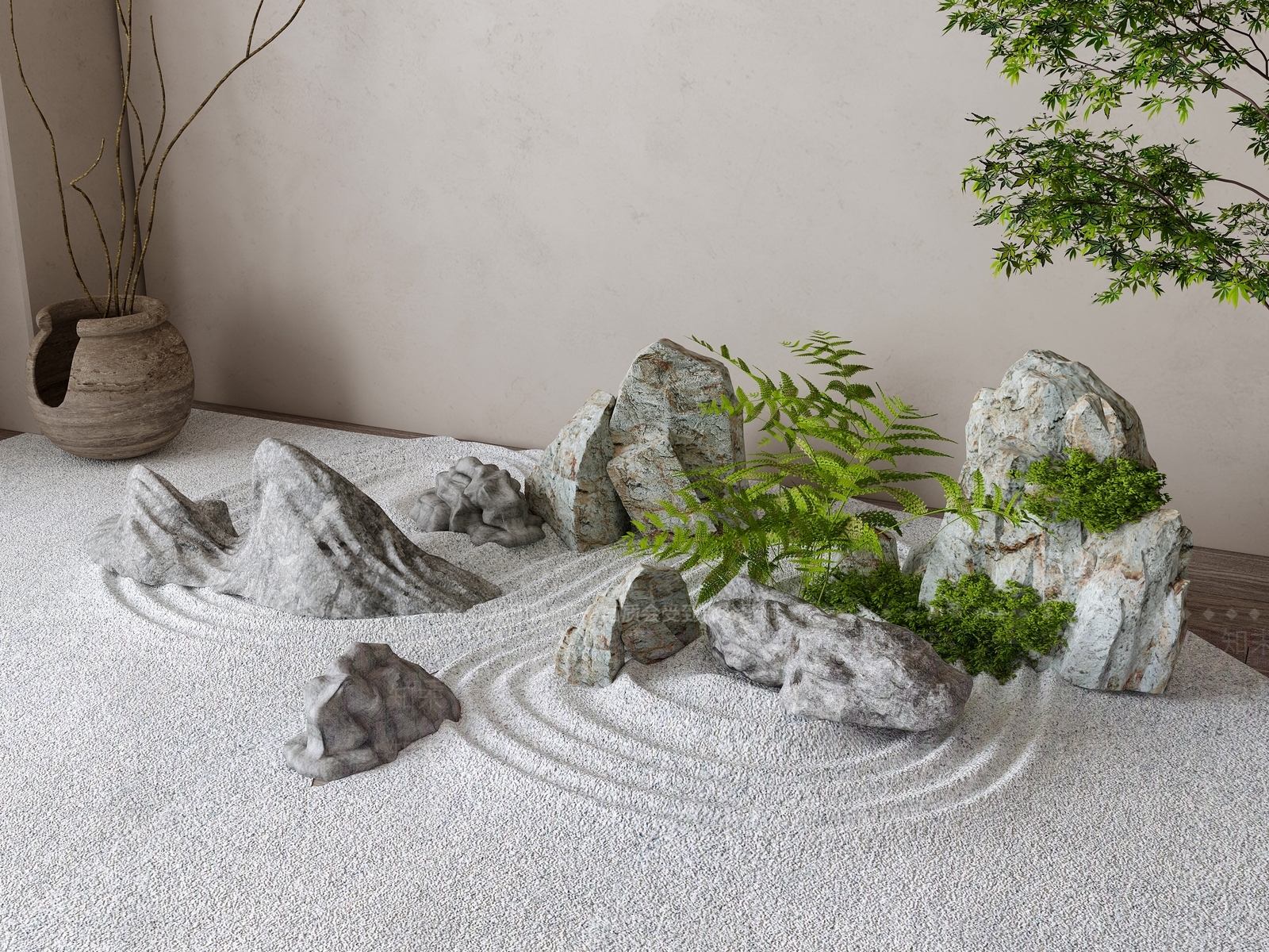 新中式假山石头摆件组合SU模型下载【ID:1149628436】