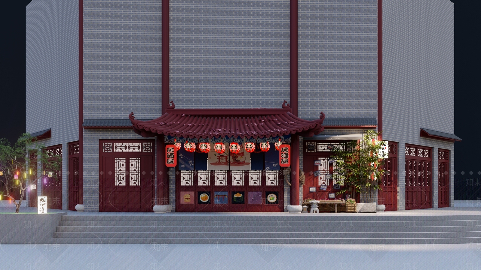 日式居酒屋门头SU模型下载【ID:1149632225】