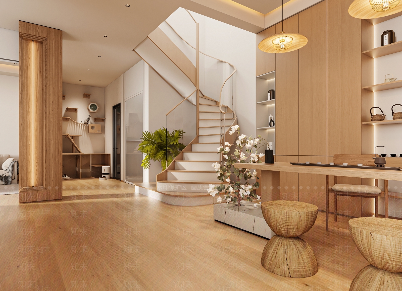 日式原木风格家居客厅3D模型下载【ID:1149635228】_知末3d模型网