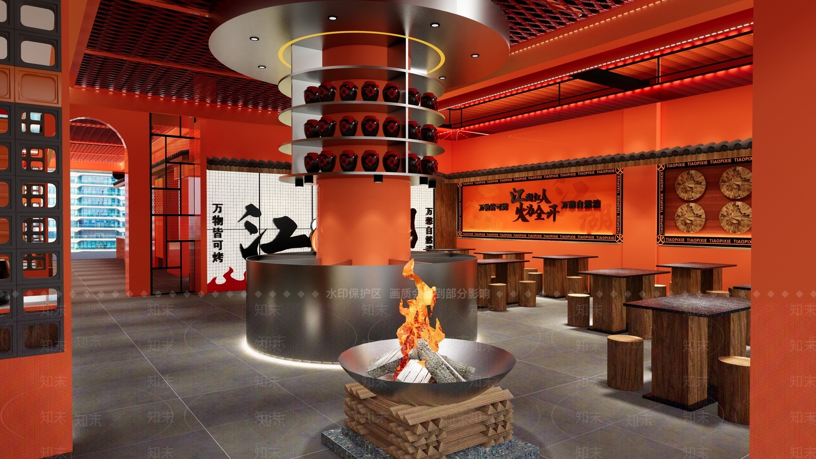 新中式烧烤店SU模型下载【ID:1149638238】