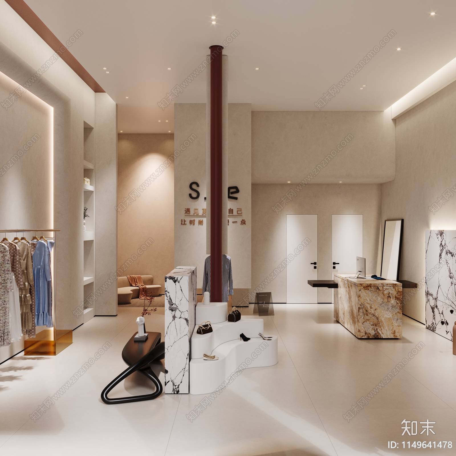 现代服饰店3D模型下载【ID:1149641478】