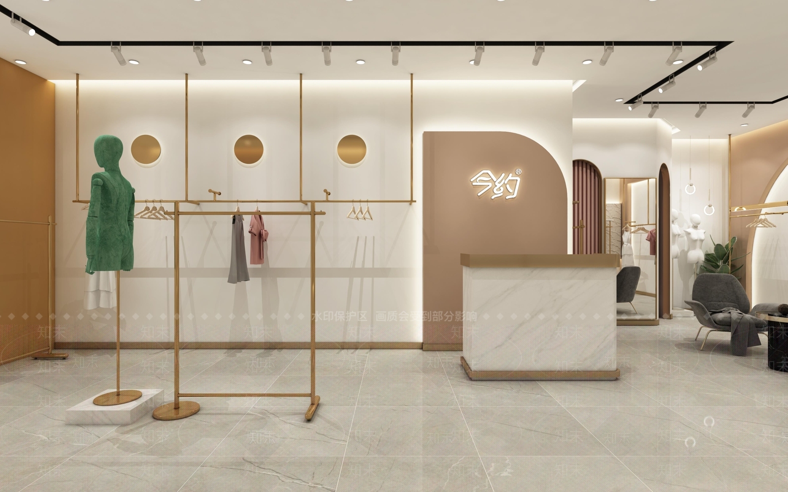 现代轻奢ins风女装店3D模型下载【ID:1149640267】