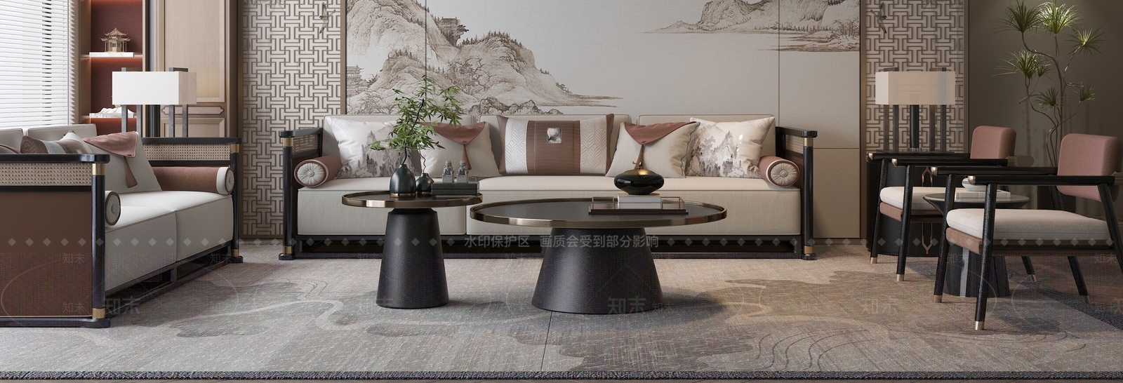 新中式沙发组合3D模型精品下载_3dmax模型_知末网