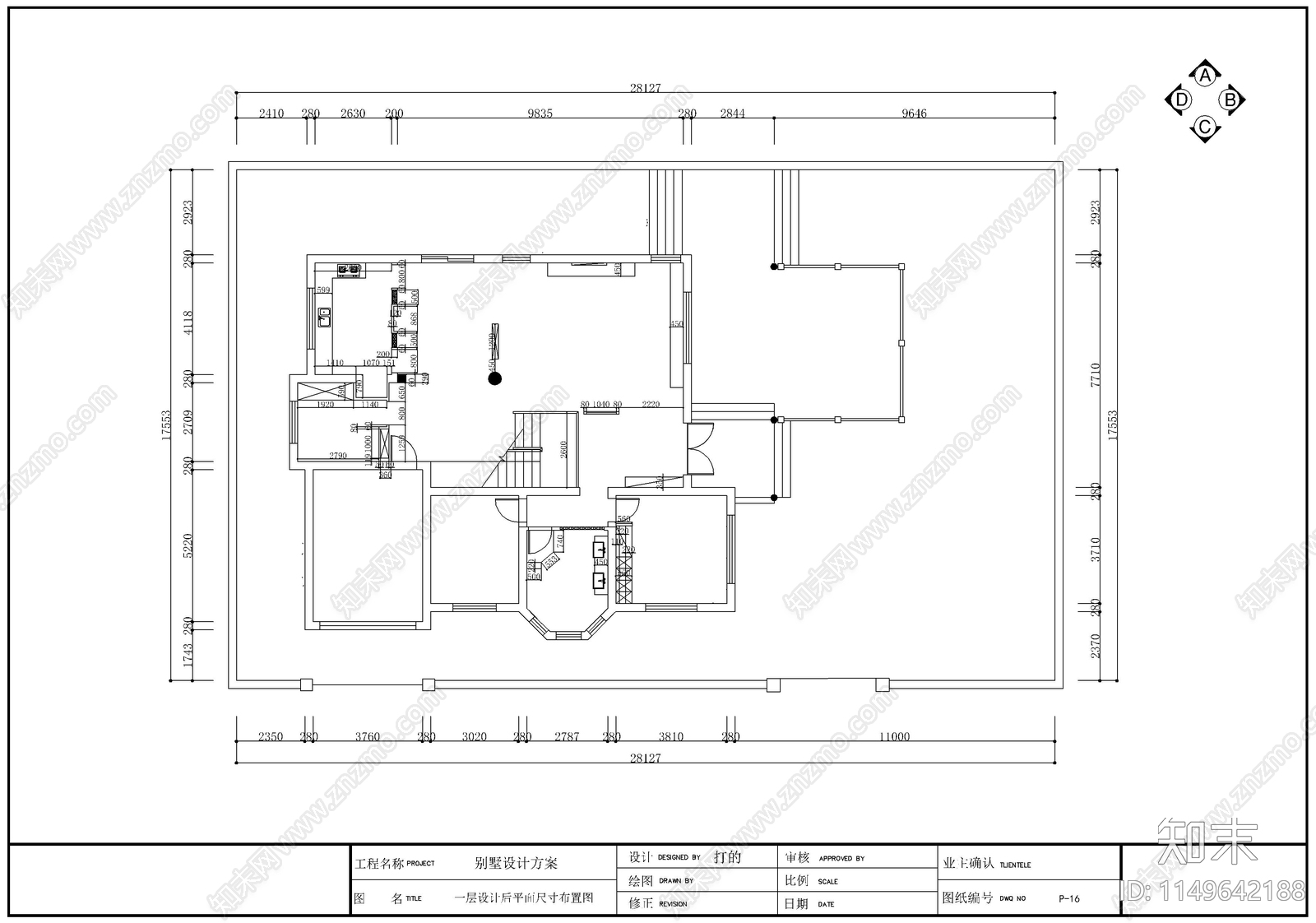 三层一套别墅室内施工图下载【ID:1149642188】