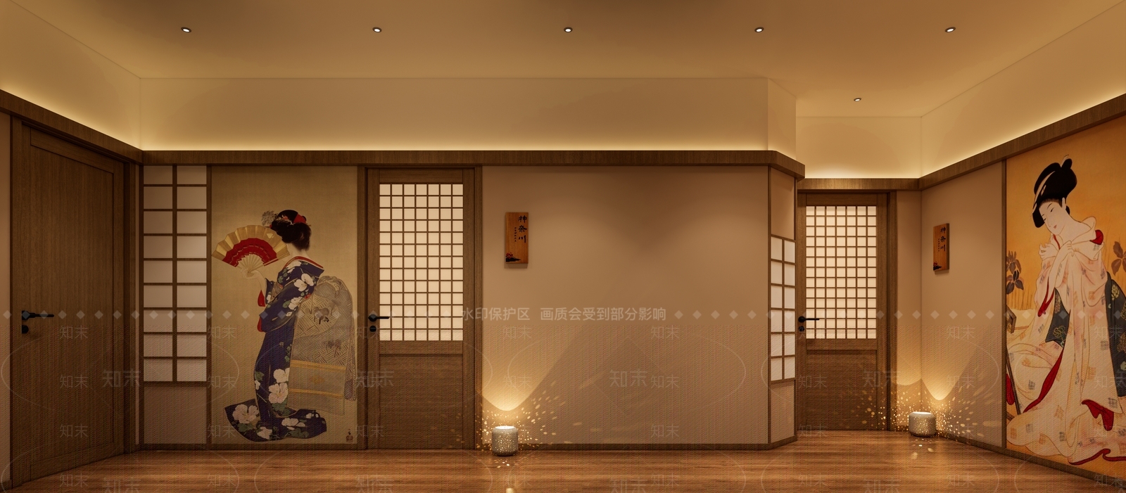 日式spa馆过道SU模型下载【ID:1149642343】