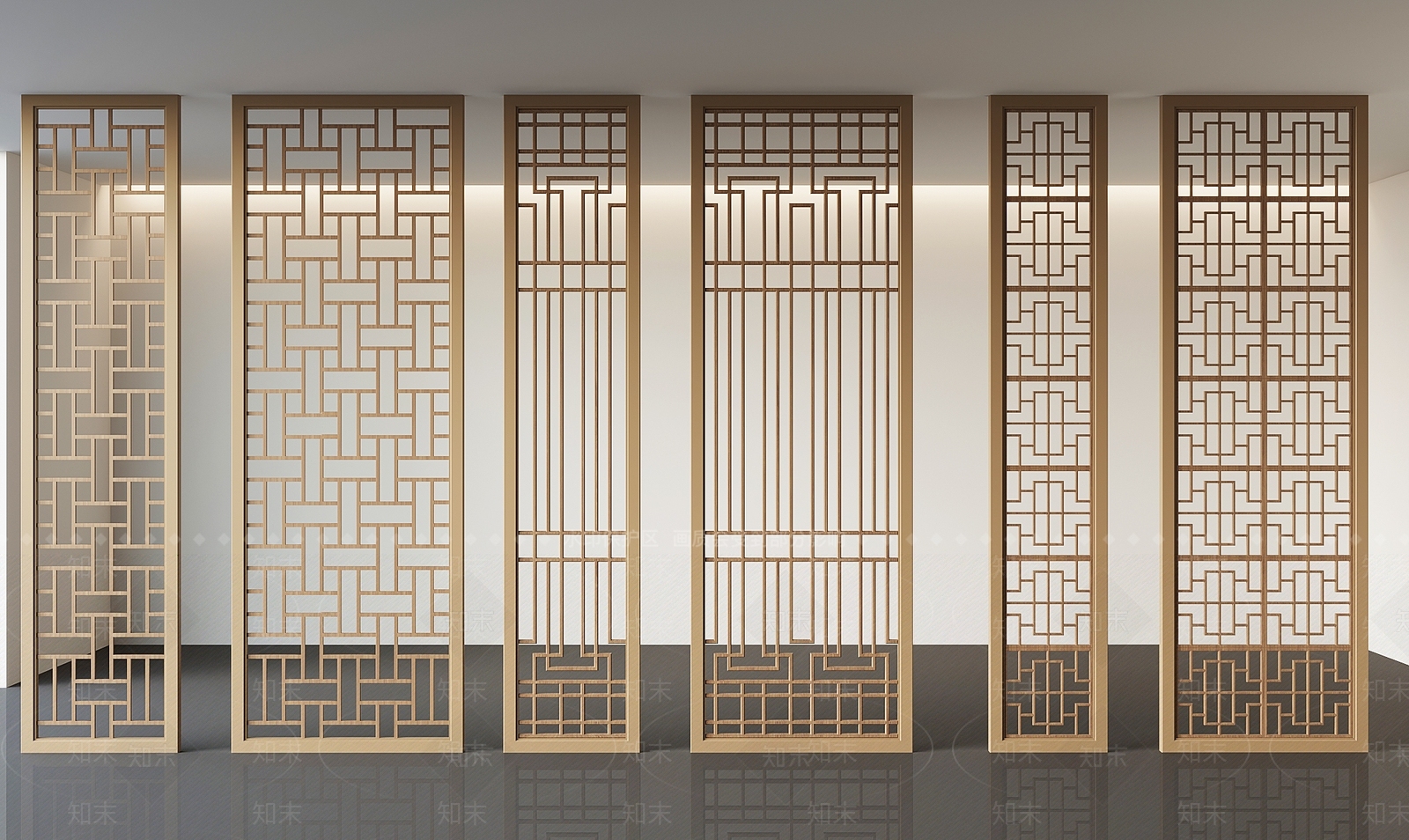 新中式屏风花格隔断SU模型下载【ID:1149647520】