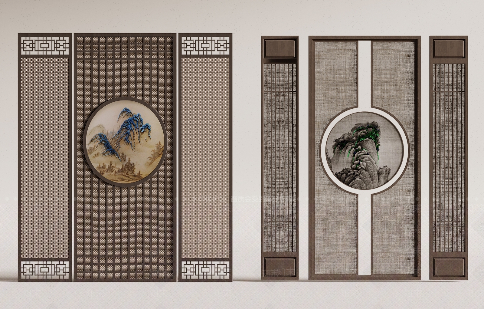 新中式屏风花格隔断SU模型下载【ID:1149648349】
