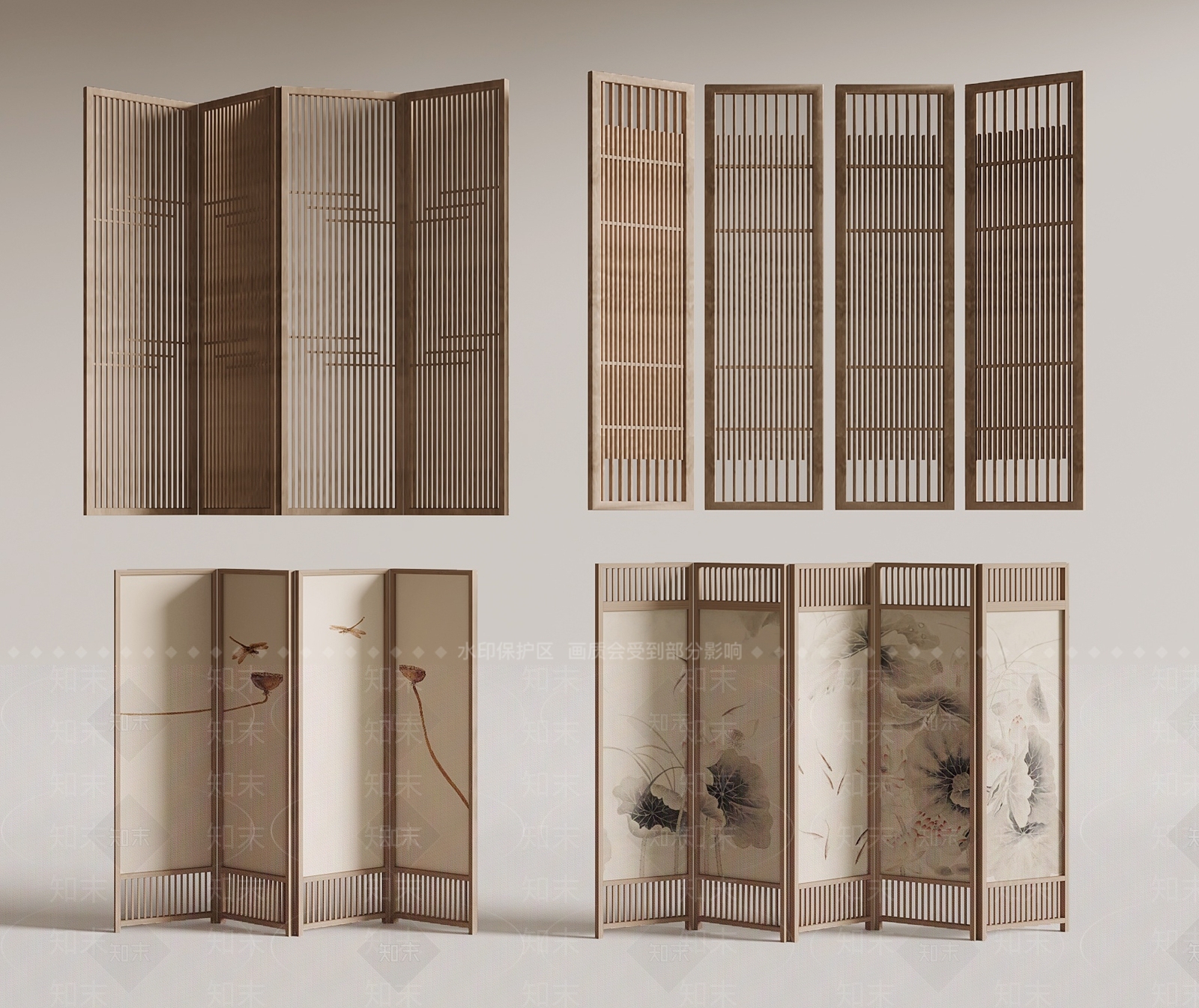 新中式屏风花格屏风SU模型下载【ID:1149648649】