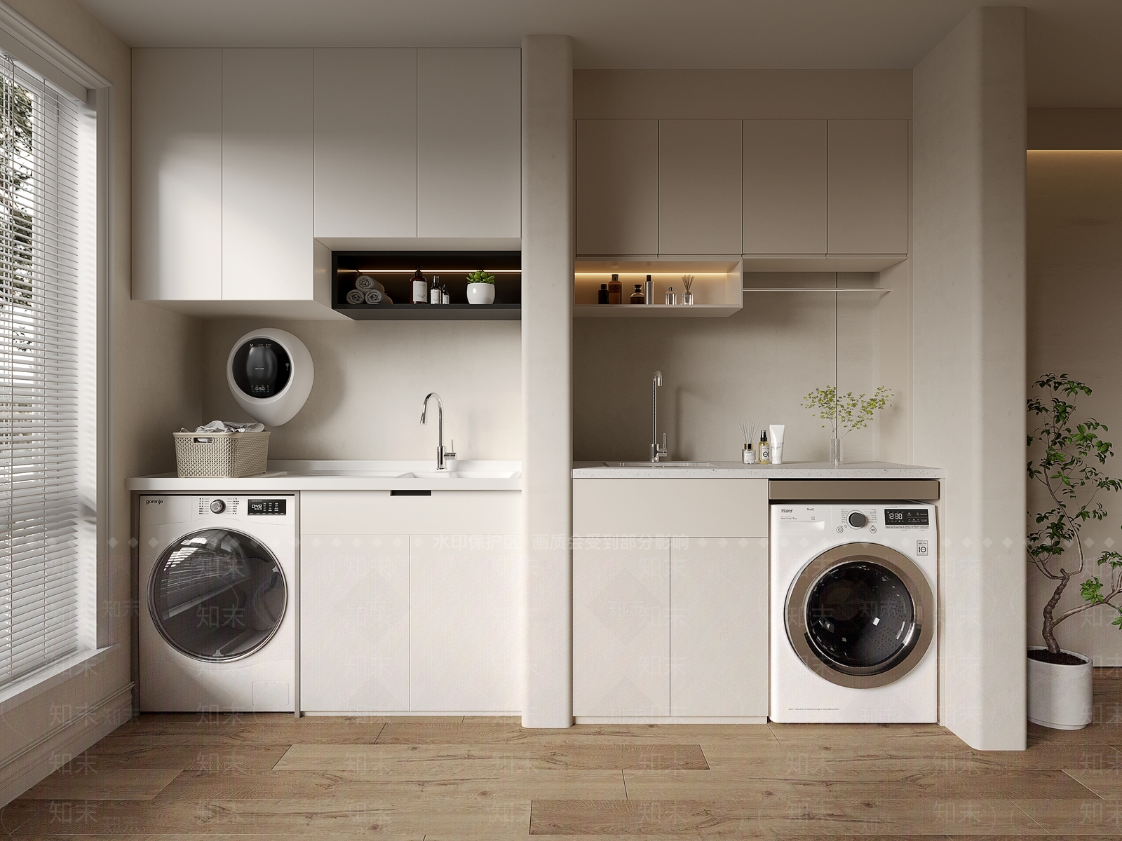 现代阳台洗衣机柜组合3D模型下载【ID:1149649230】