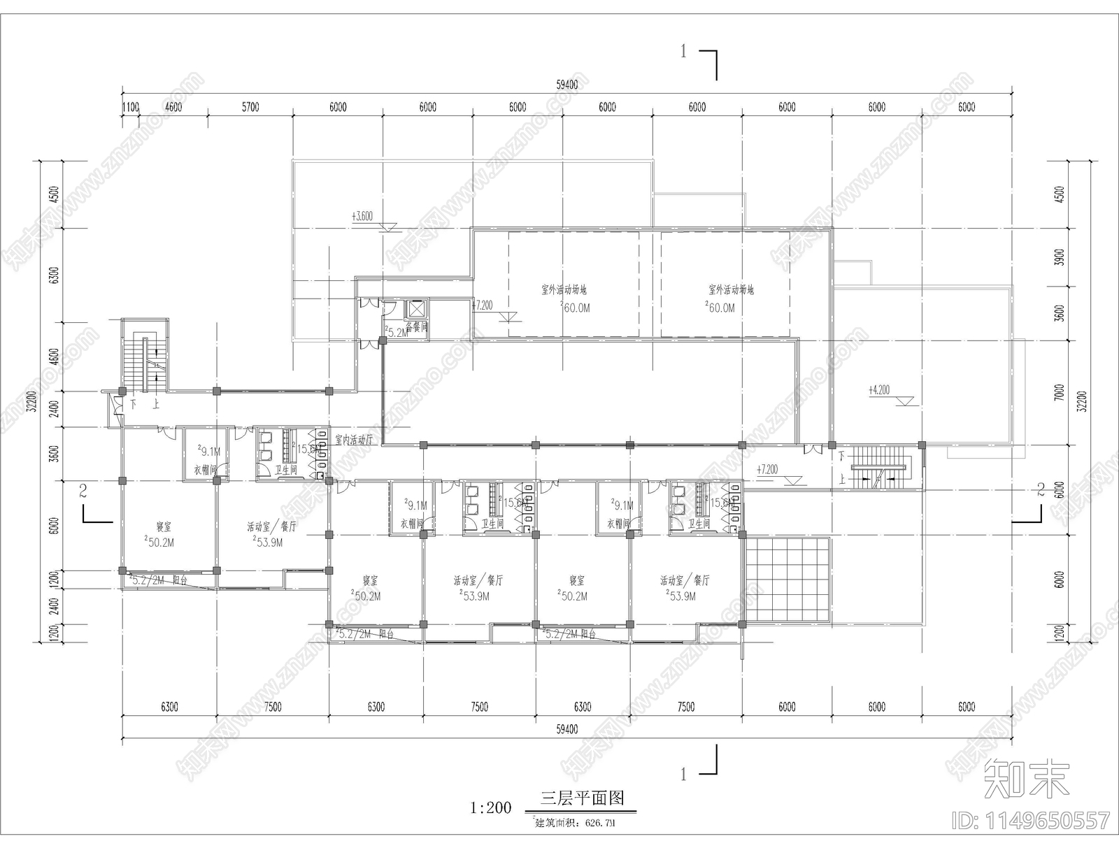 9班幼儿园建筑cad施工图下载【ID:1149650557】