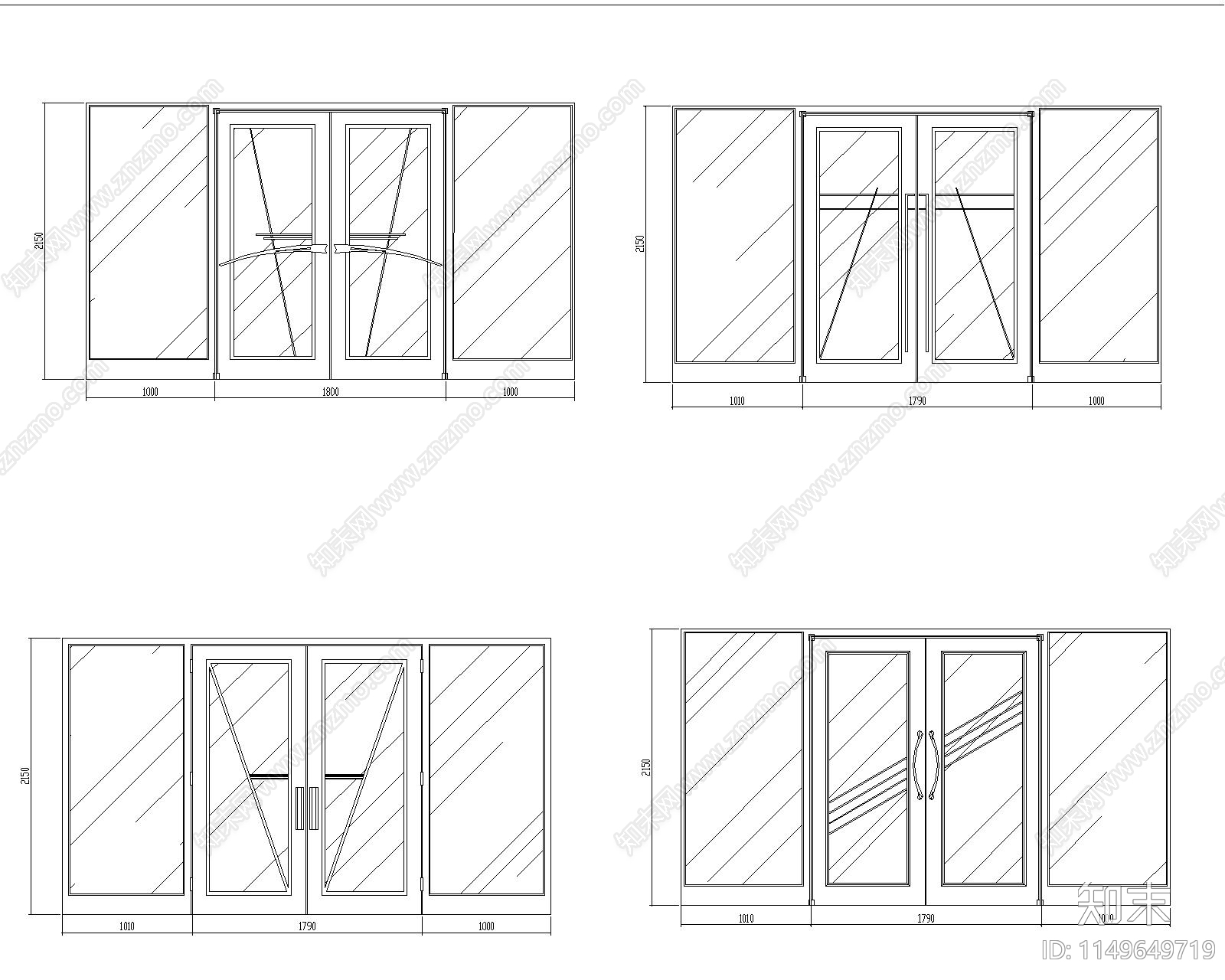 商场店面玻璃大门图库施工图下载【ID:1149649719】