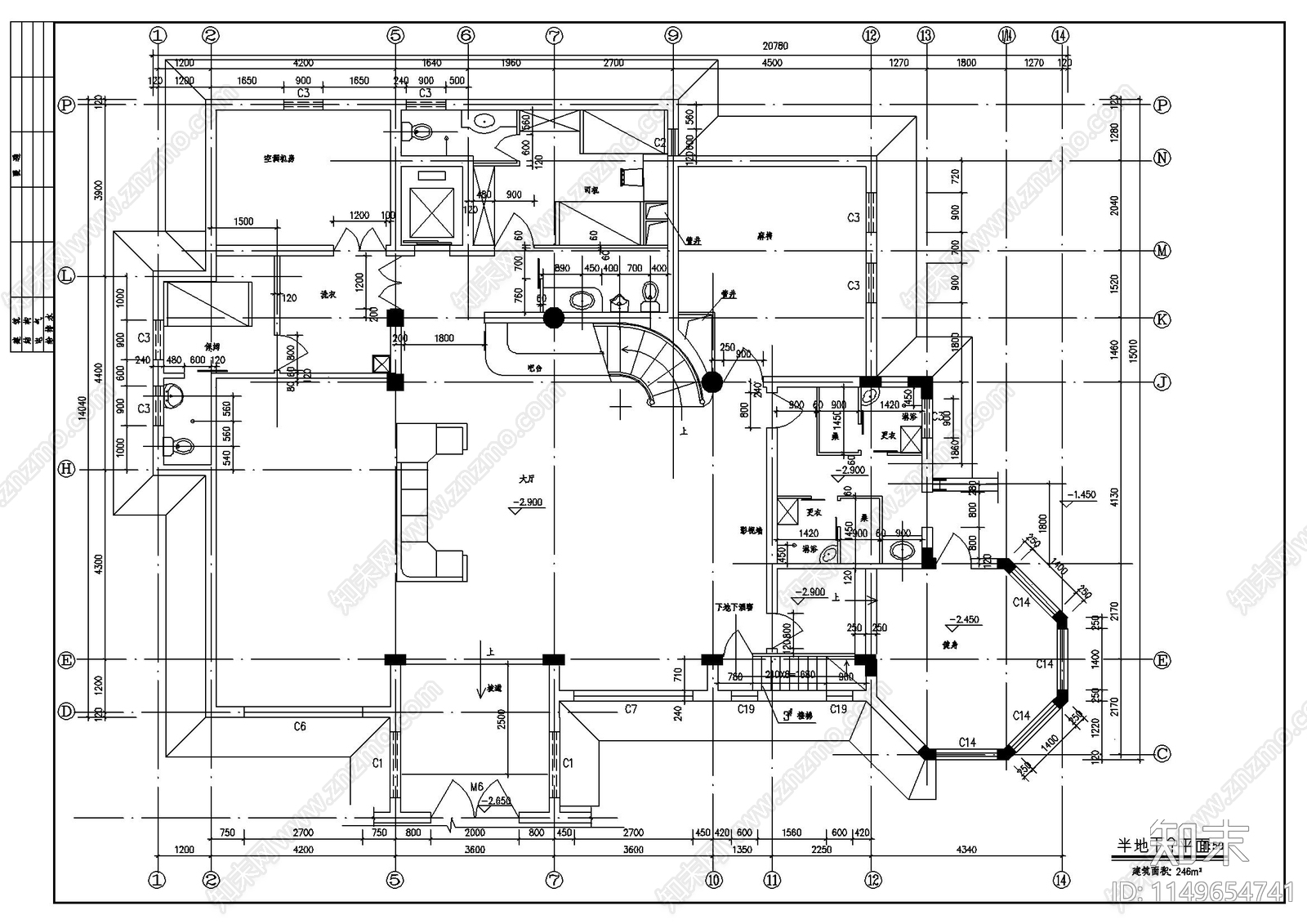 一套仿古豪华别墅建筑cad施工图下载【ID:1149654741】