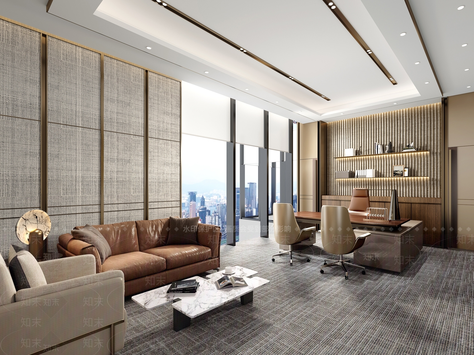 现代新中式总裁办公室3D模型下载【ID:1149781627】