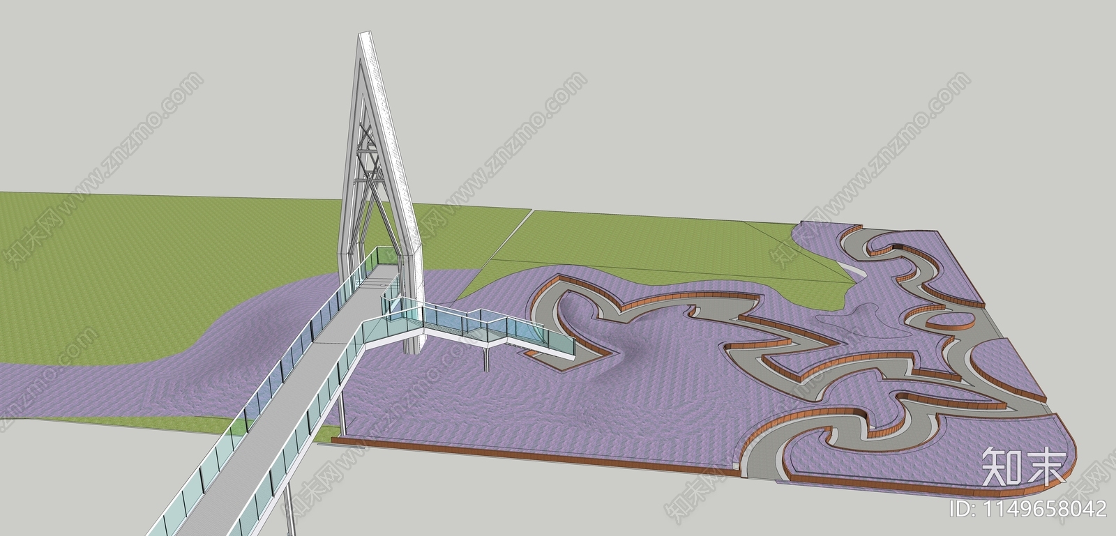 现代景观桥SU模型下载【ID:1149658042】