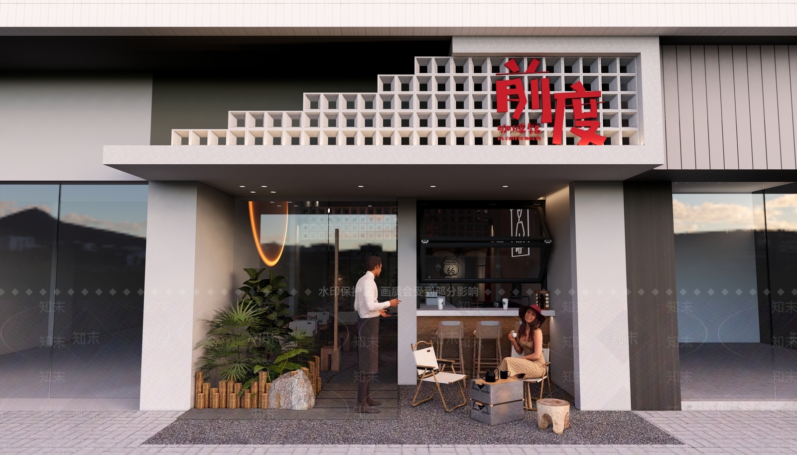 侘寂风咖啡厅SU模型下载【ID:1149659146】