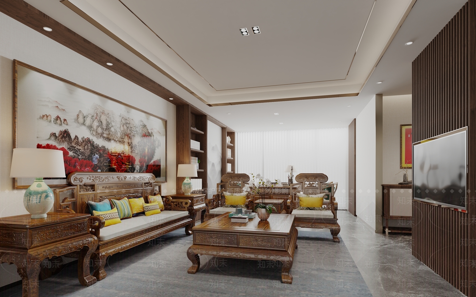 中式经理办公室3D模型下载【ID:1149660425】_知末3d模型网