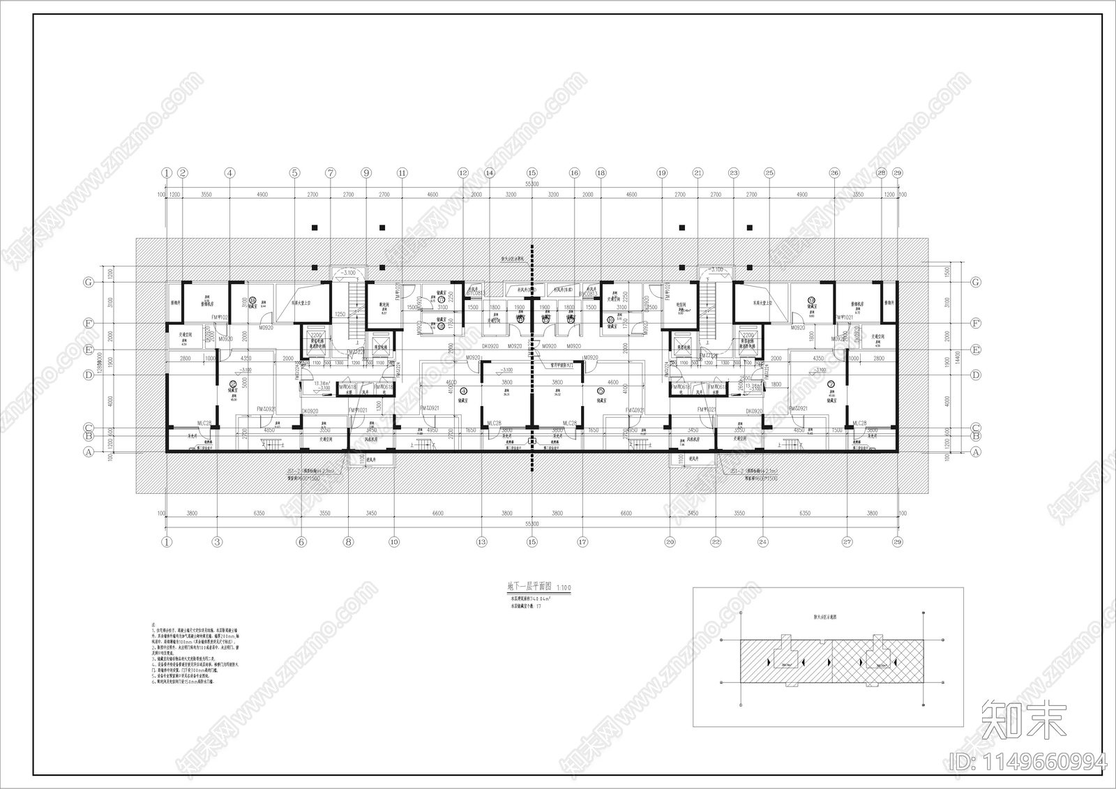 住宅区建筑cad施工图下载【ID:1149660994】