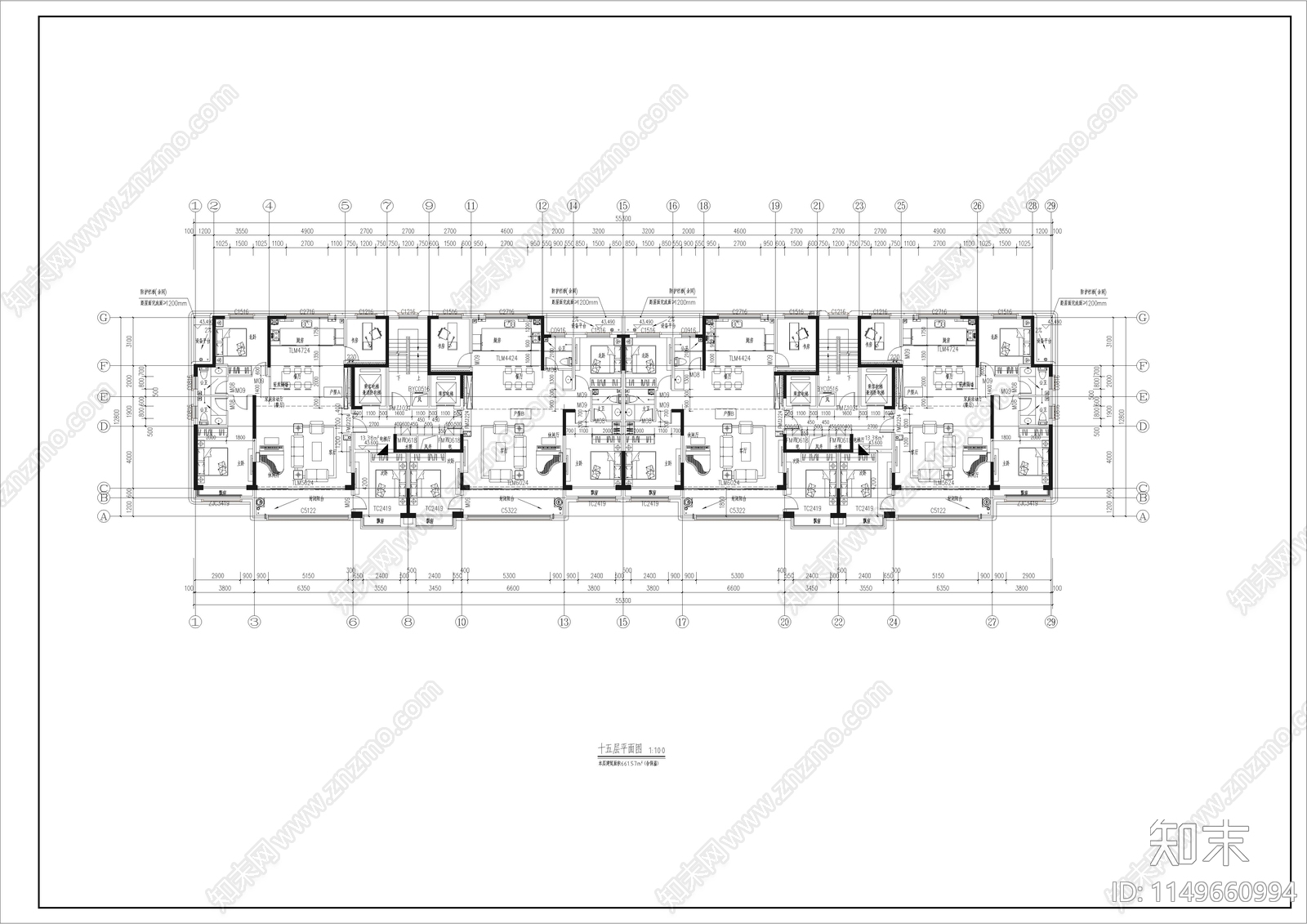 住宅区建筑cad施工图下载【ID:1149660994】