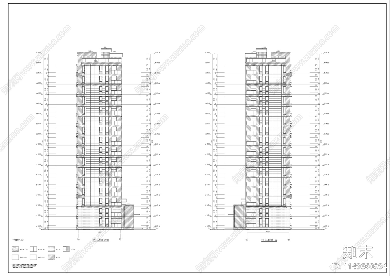 住宅区建筑cad施工图下载【ID:1149660994】