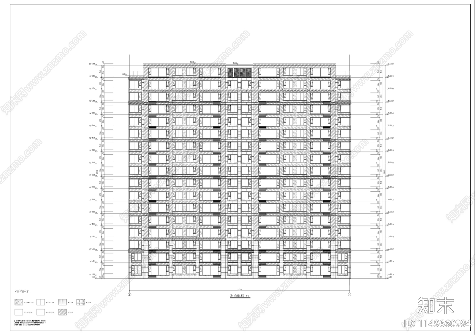 住宅区建筑cad施工图下载【ID:1149660994】