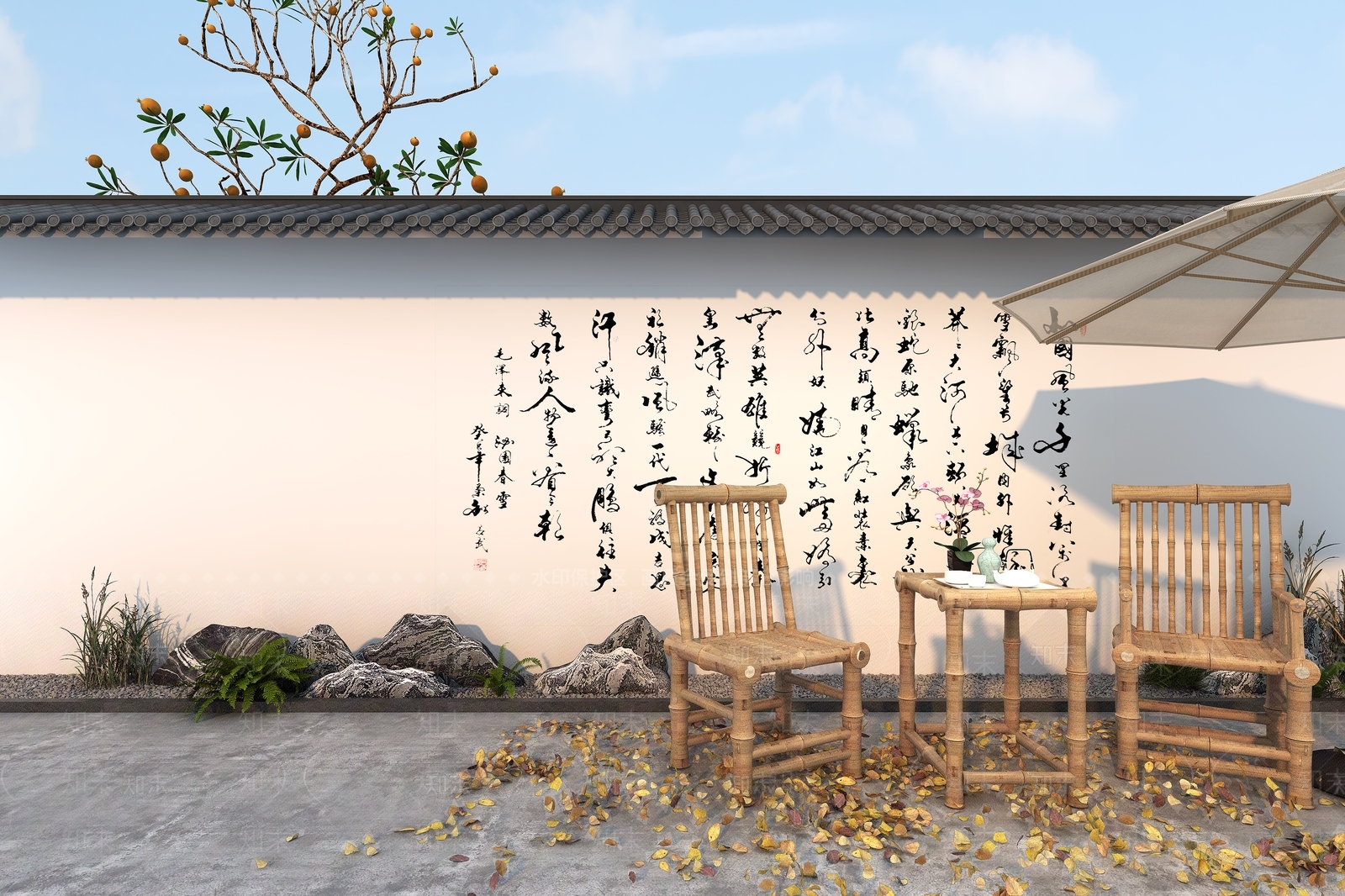 中式户外桌椅3D模型下载【ID:1149662864】